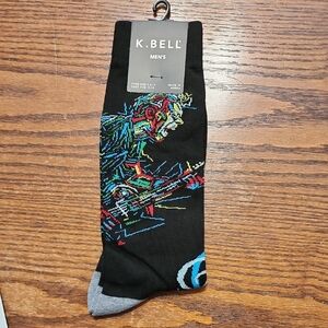 1 Pr. K. Bell Rockin' Out Men's Socks. Colorful Musician Playing Guitar.